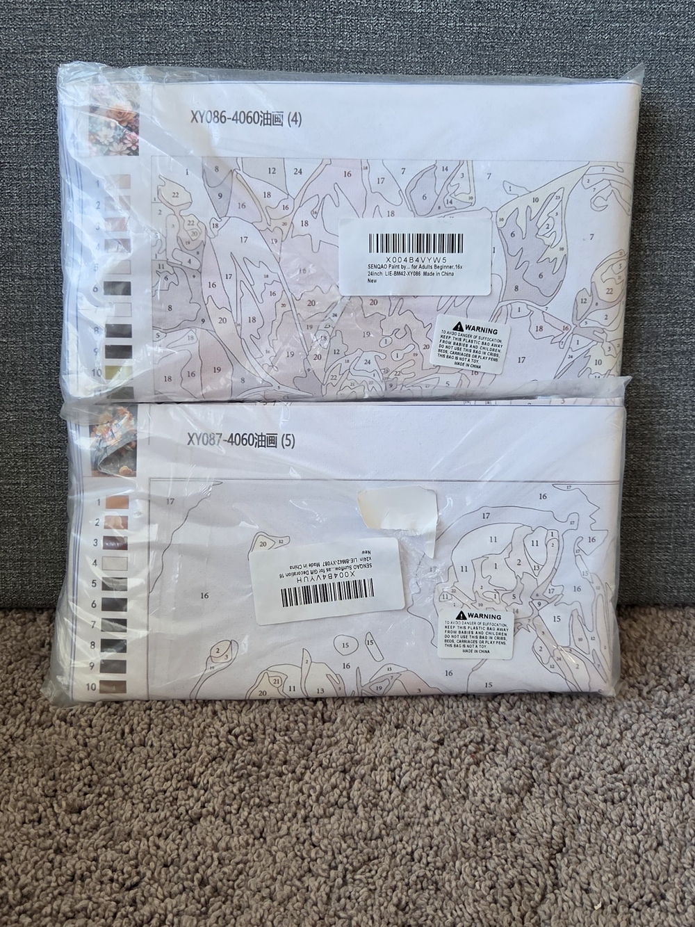Bundle Of 2 Paint-By-Number Canvas Panels, NIP